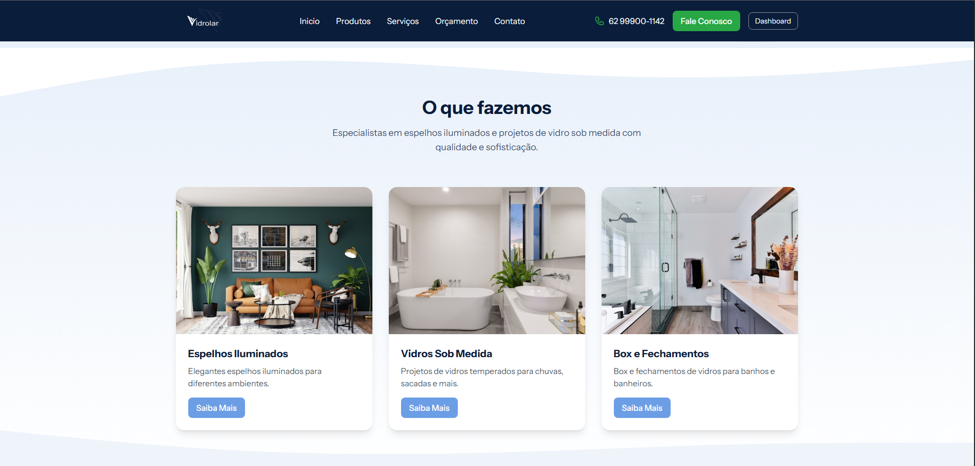 Vidrolar — Site Institucional e Painel de Gestão para Vidraçaria - Imagem 2